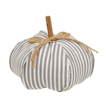 Ticking Stripe Stuffed Pumpkin 8"