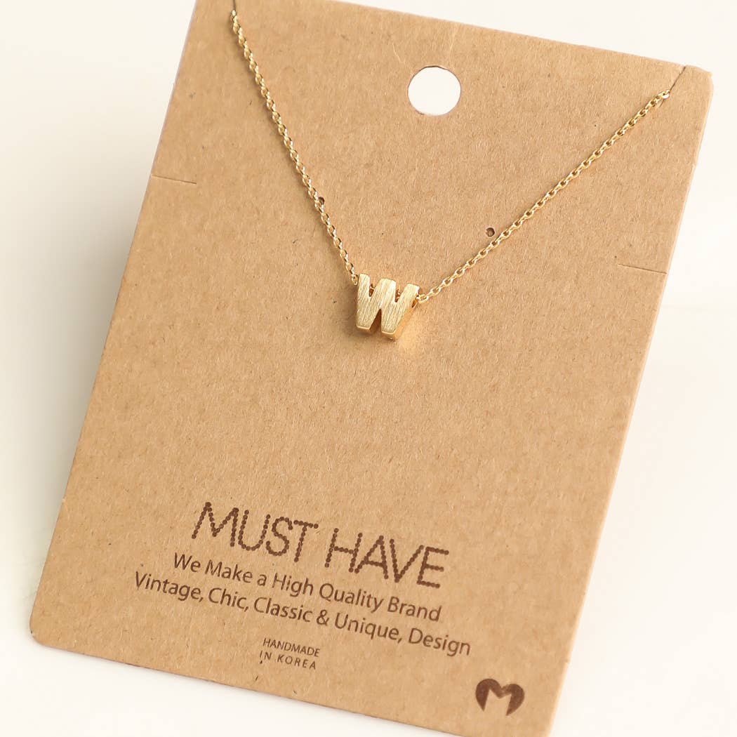 Initial W Pendant Necklace - Gold