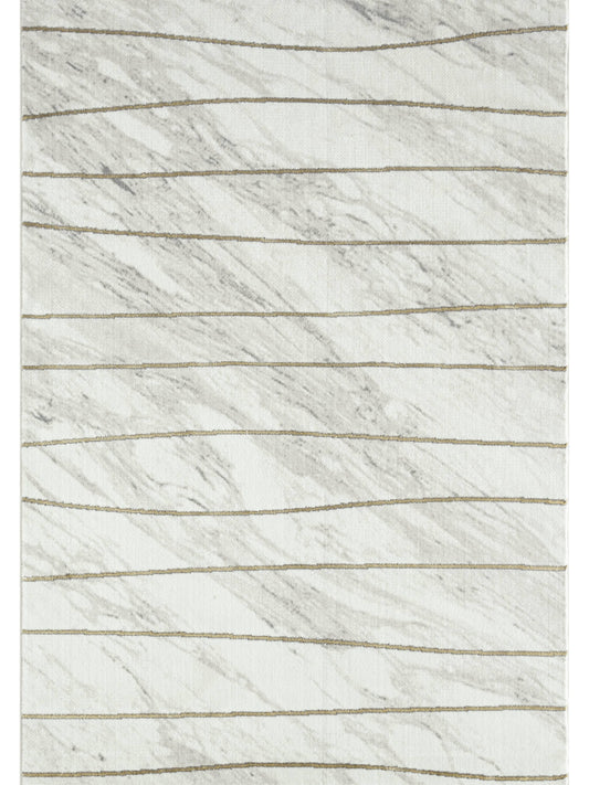 Landon Contemporary Marble Gold Striped Area Rug- 6x9