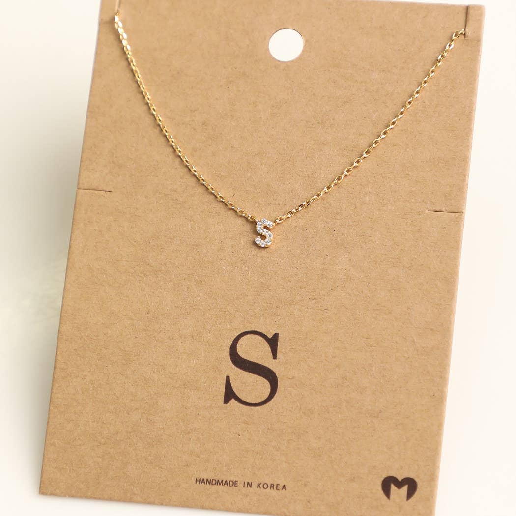 Mini Initial S Necklace - Gold