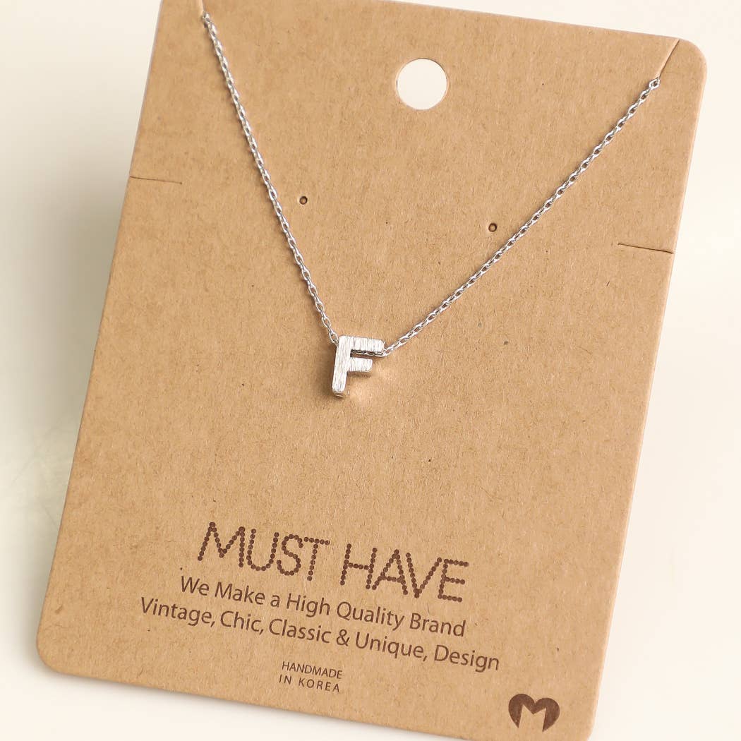 Initial F Pendant Necklace - Silver