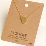 Wisconsin State Necklace - Gold