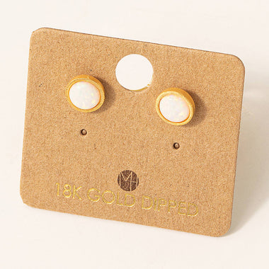 Circular Opal Stud Earrings