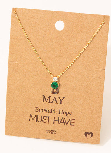 May Emerald Gem Pendant Necklace