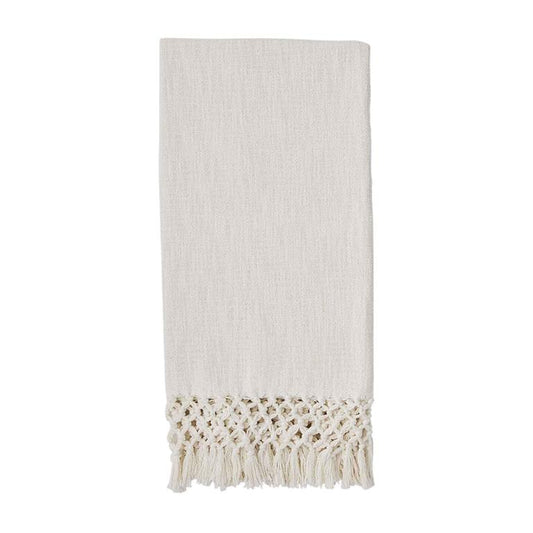 Throw - White with Macrame Fringe