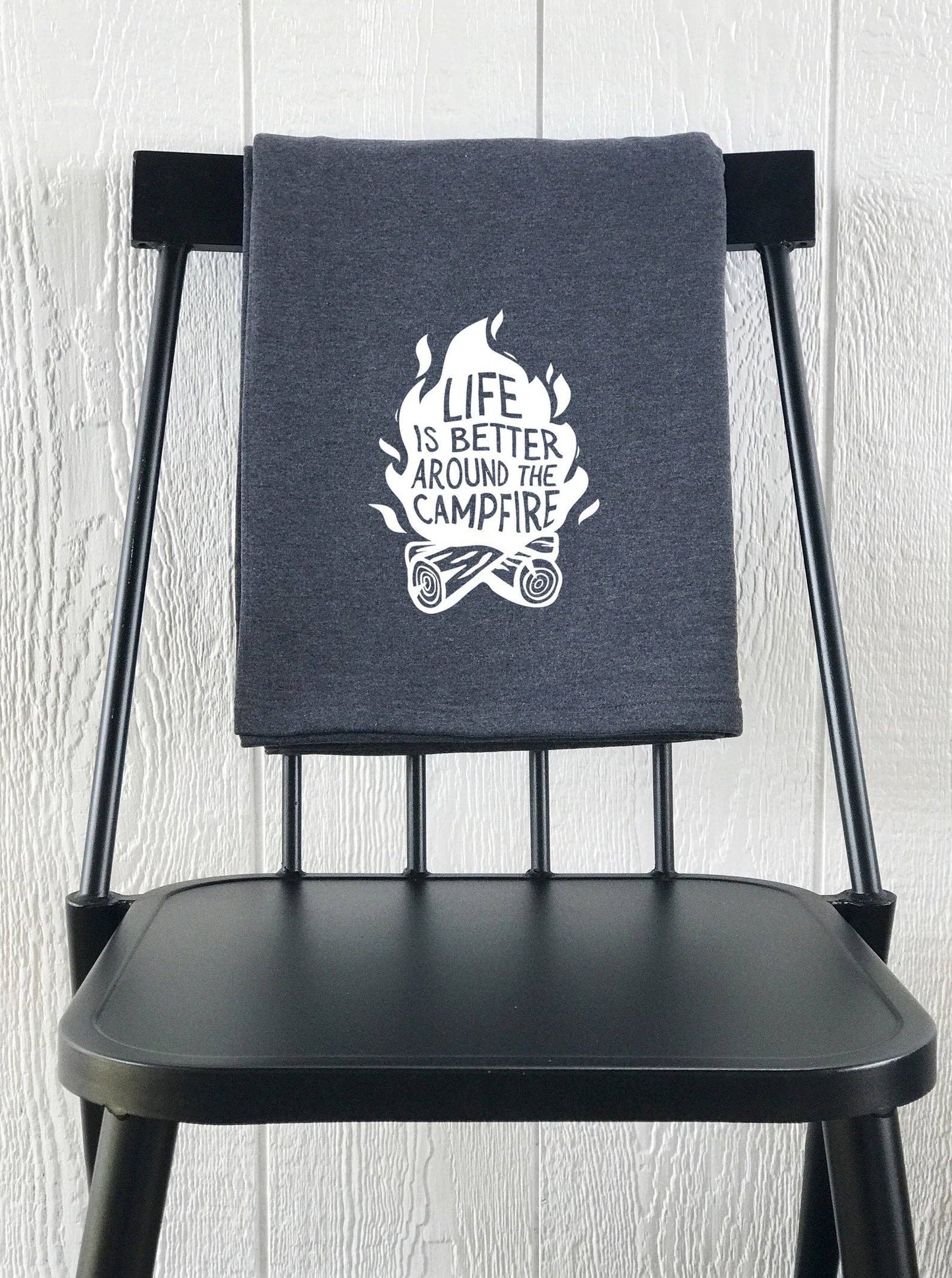 Life Is Better Around The Campfire Blanket - Charcoal