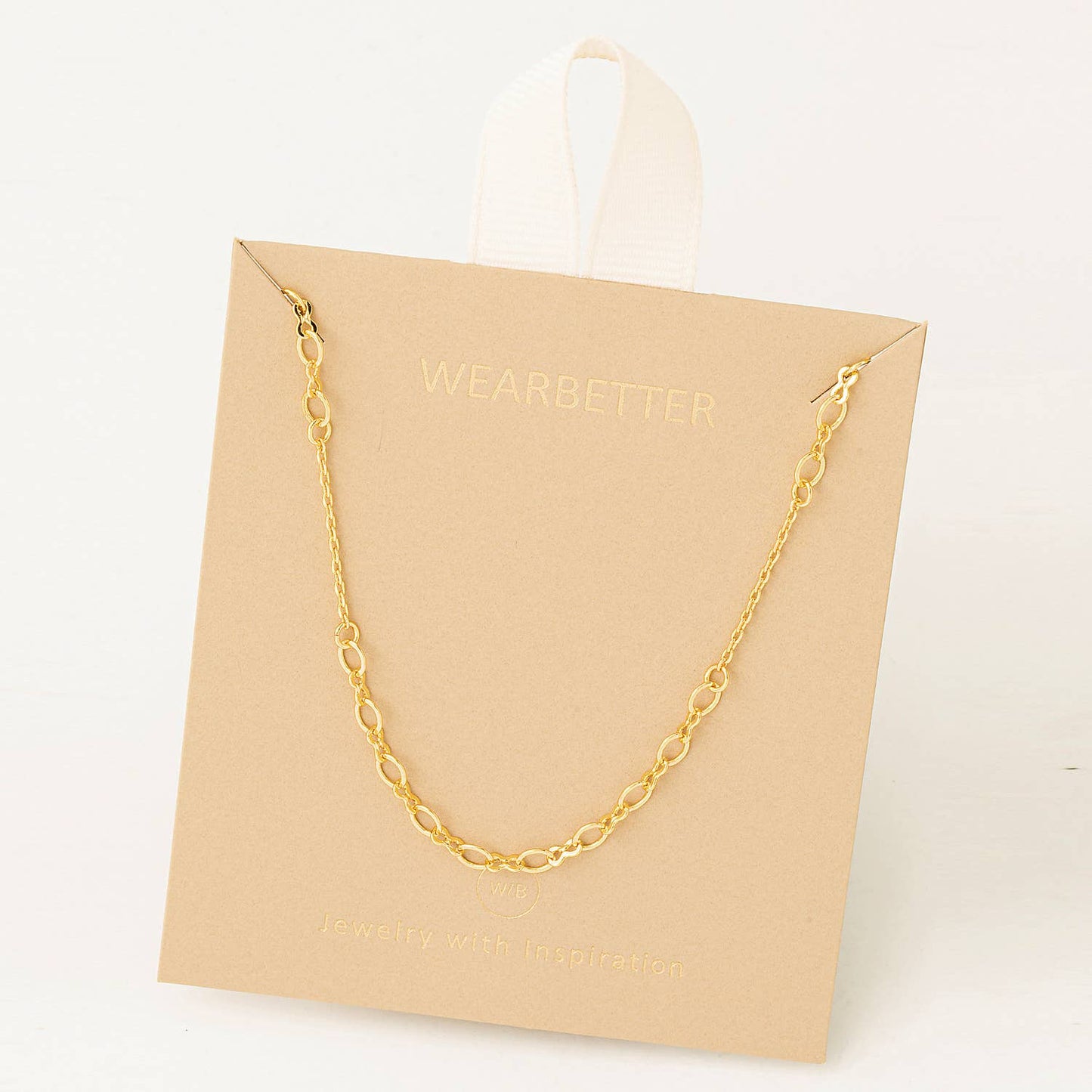Dainty Oval Chain Link Pattern Necklace - Gold