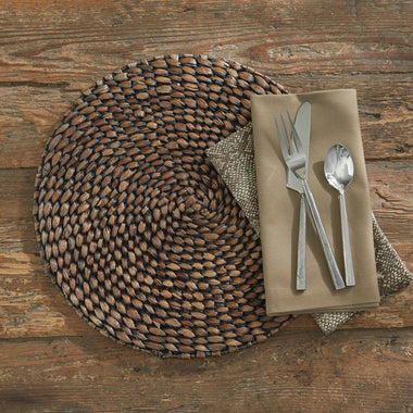 Braided Hyacinth Round Placemat - Brown