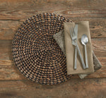 Braided Hyacinth Round Placemat - Brown