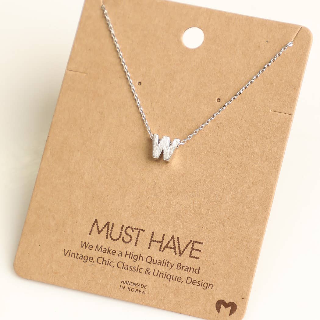Initial W Pendant Necklace - Silver