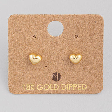 Mini Heart Stud Earrings - Gold