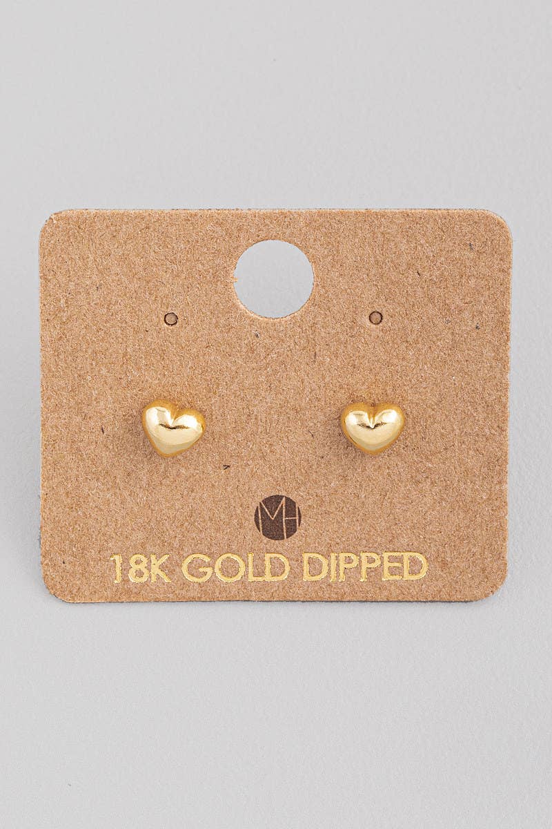 Mini Heart Stud Earrings - Gold