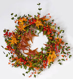 22" Fall Berry & Leaf Wreath on Natural Twig Base