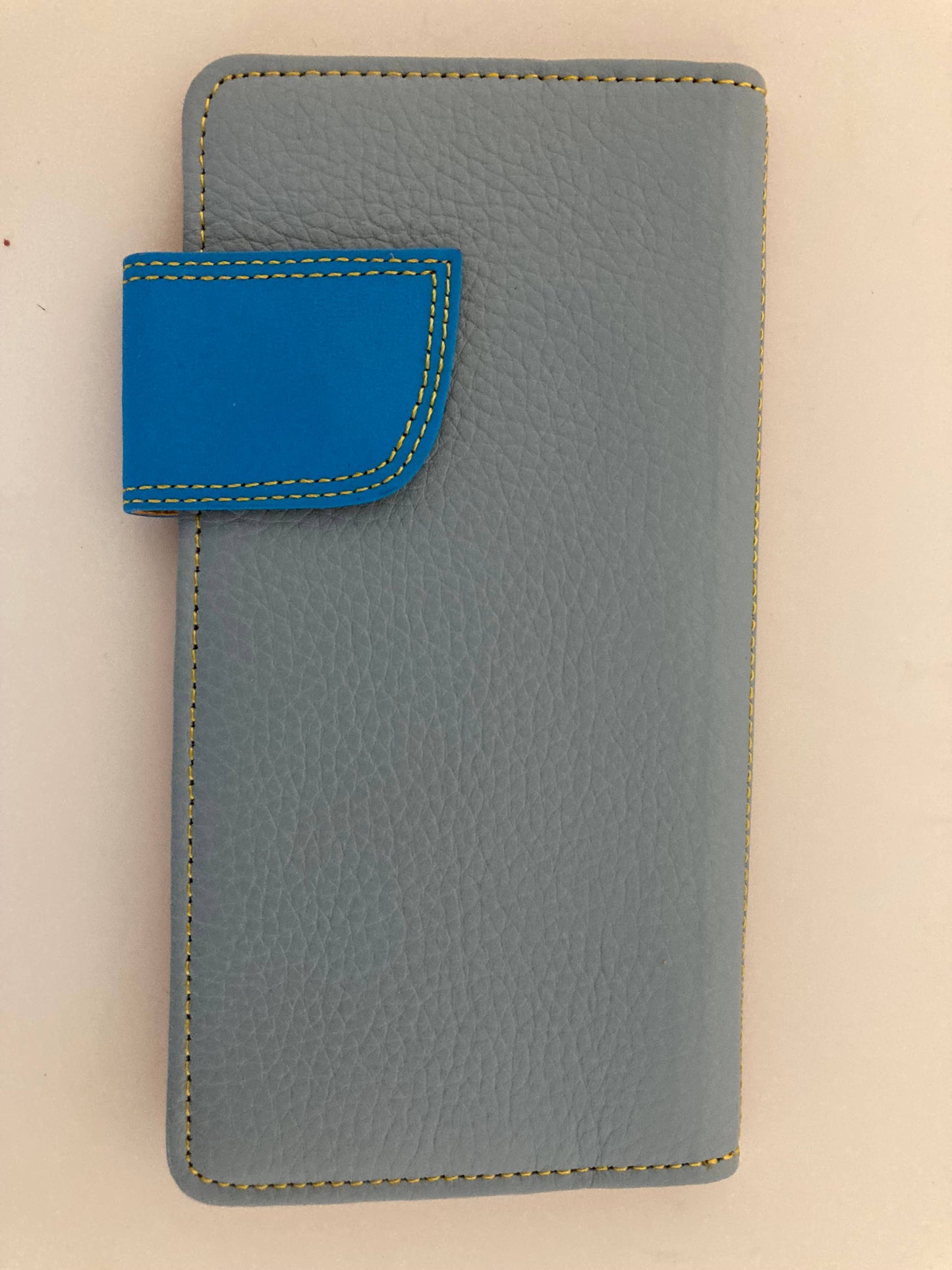 Recycled Coloured Leather Purse - Gray with Blue