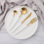 Flatware Set (Gold & White) - 24 piece set/serves 6