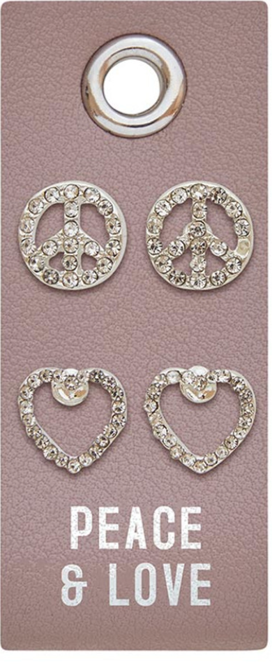 Silver Stud Earring Set - Peace & Love