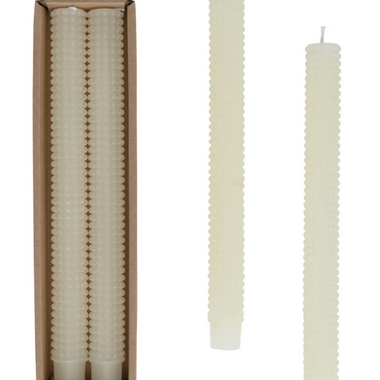 Set of 2 Unscented Hobnail Taper Candles