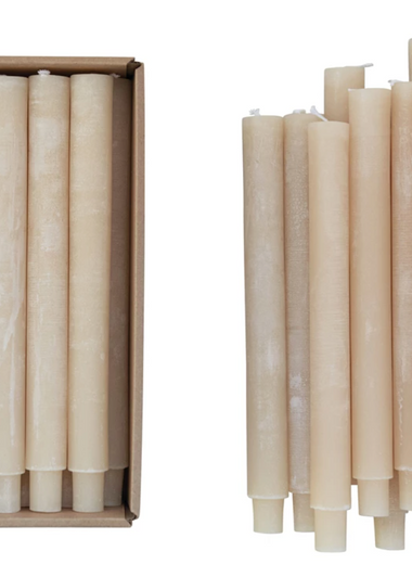 Set of 12 Unscented Powdered Taper Candles in Box