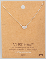 Brushed Heart Dainty Pendant Necklace - Silver