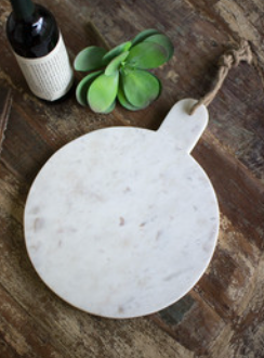 White Marble Cutting Board with Jute Hanger