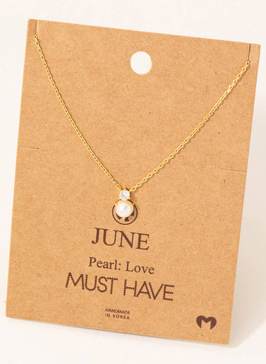 June Pearl Gem Pendant Necklace