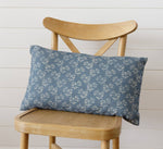 14x24 Blue Floral Block Print Lumbar Pillow