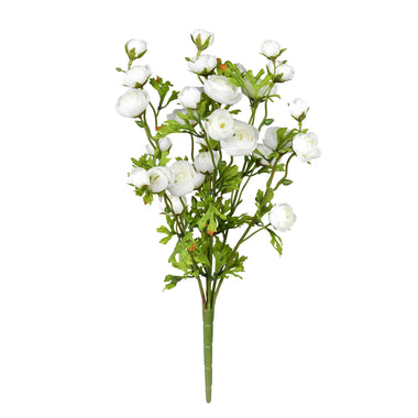 18" Artificial White Ranunculus Bush