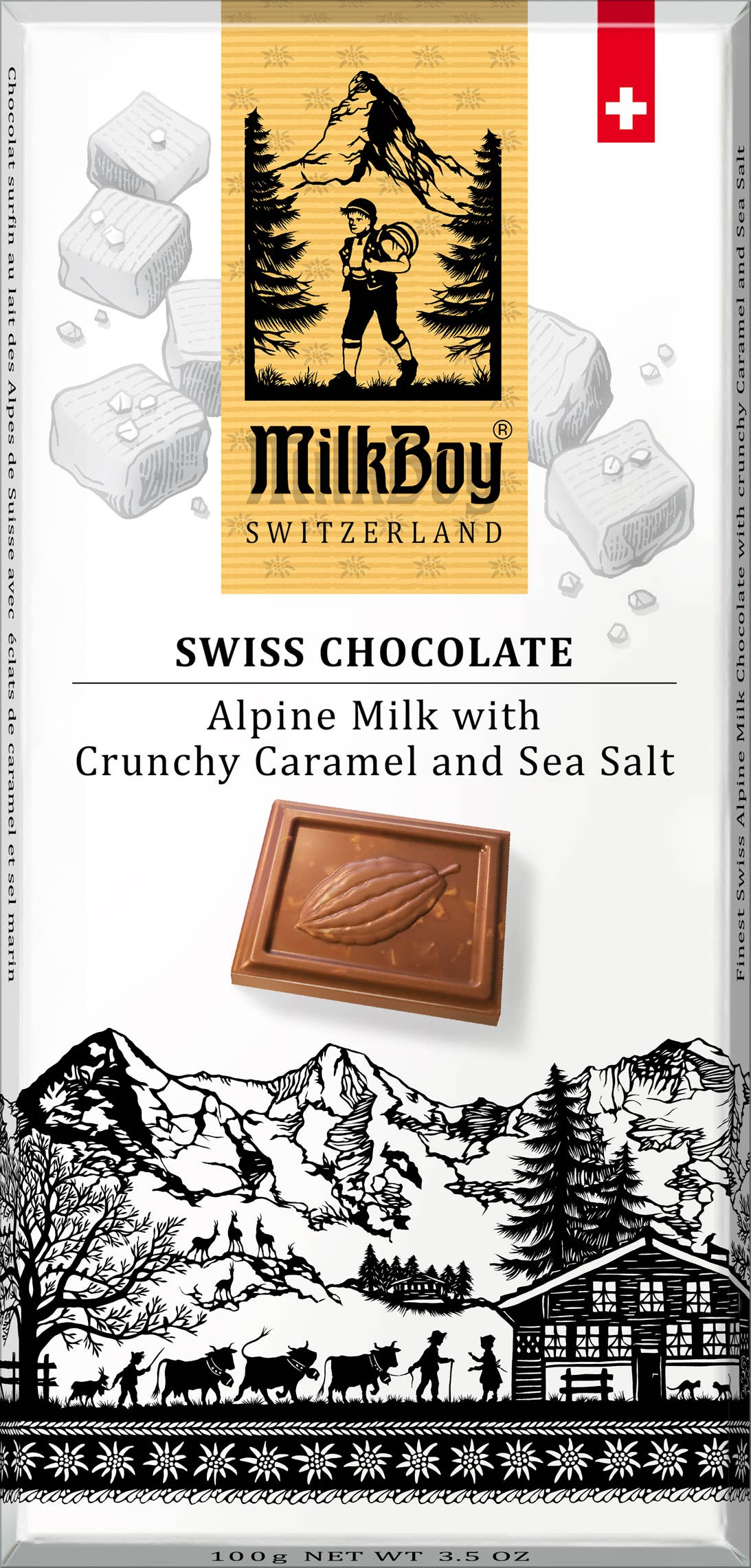 3.5 oz Alpine Milk Chocolate with Crunchy Caramel & Sea Salt