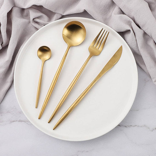 Flatware Set (Matte Gold) - 24 piece set/serves 6