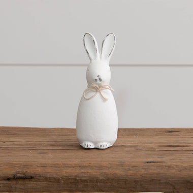 White Cement Rabbit Figurine