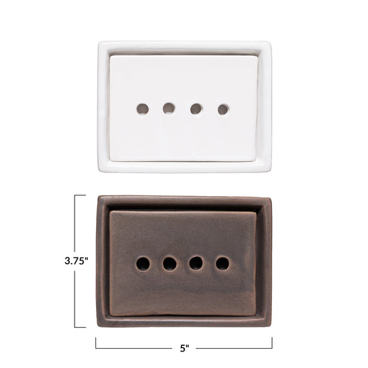 Stoneware Soap Dish with Removable Tray