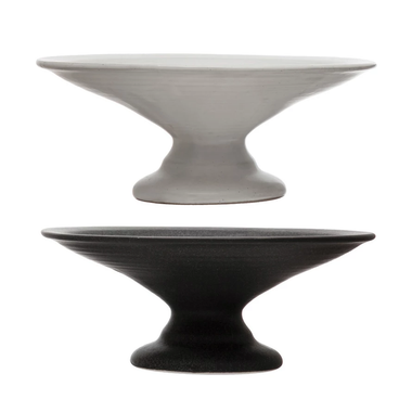 Black Matte Stoneware Pedestal