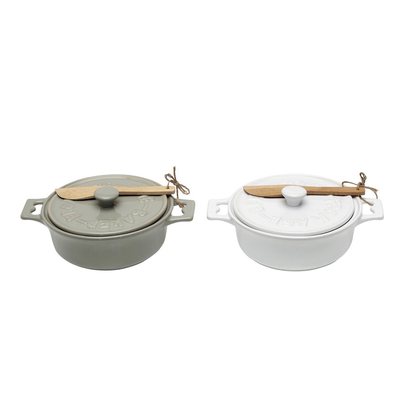 Stoneware Brie Baker with Wood Spreader