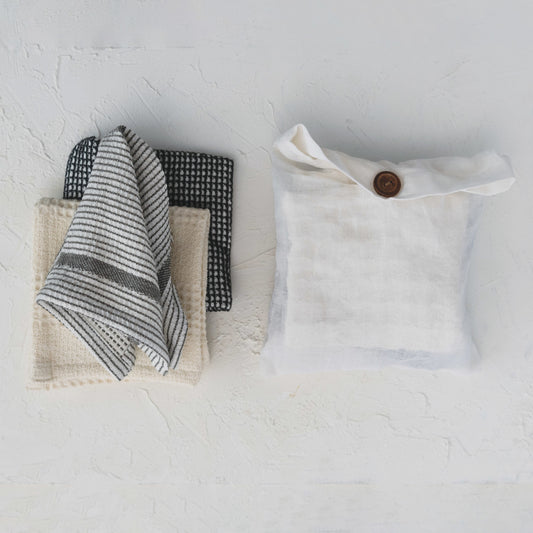 Cotton Waffle Weave Dishcloths - Set of 3 in Bag